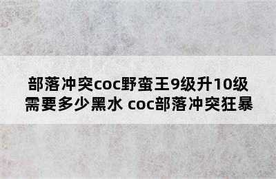 部落冲突coc野蛮王9级升10级需要多少黑水 coc部落冲突狂暴